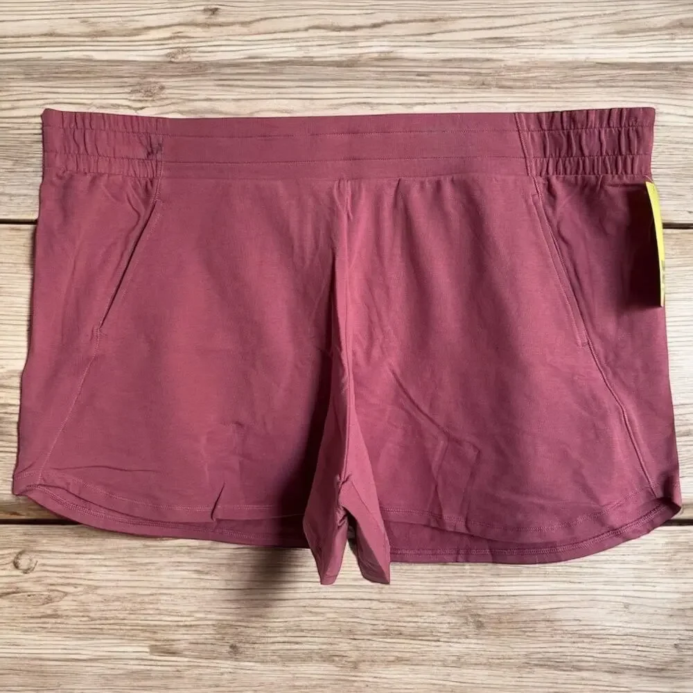 All in‎ Motion Womens Shorts Sz 2X Rose Red Pink Mauve Knit Workout Active NEW